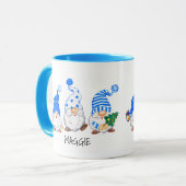 3 Schattige Kerstkabouter Aangepaste Naam 2 Kleur Mok (Voorkant links)