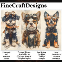 3 Schattige Steampunk Honden Groep 2 CB5 Decoupage