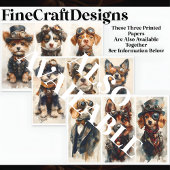 3 Schattige Steampunk Honden Groep 3 CB6 Decoupage Tissuepapier