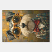 3 Schattigee Grappig Aangeklede Schnauzer Dogs WPA Inpakpapier Vel (Voorkant 2)