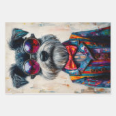 3 Schattigee Grappig Aangeklede Schnauzer Dogs WPA Inpakpapier Vel (Voorkant)