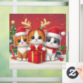 3 Schattigee Kerstkatten illustratie Raamsticker (Huis)