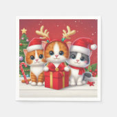 3 Schattigee Kerstkatten illustratie Servet (Voorkant)