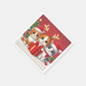3 Schattigee Kerstkatten illustratie Servet (Hoek)