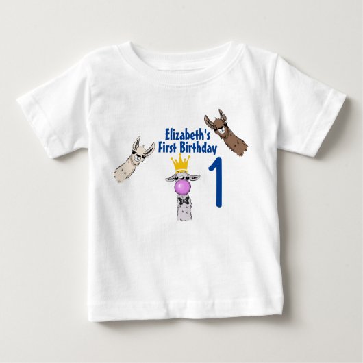 3 Schattigee Llama Gezichten Illustratie 1e Verjaa (Voorkant)