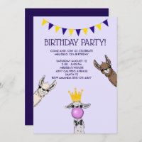 3 Schattigee Llama Gezichten Illustratie Verjaarda