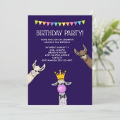 3 Schattigee Llama Gezichten Illustratie Verjaarda Kaart (Staand voorkant)