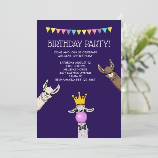 3 Schattigee Llama Gezichten Illustratie Verjaarda Kaart (Staand voorkant)