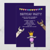 3 Schattigee Llama Gezichten Illustratie Verjaarda Kaart (Voorkant / Achterkant)