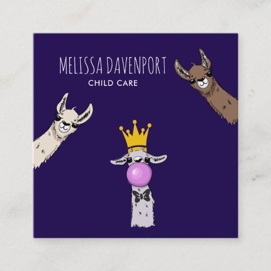 3 Schattigee Llama Gezichten Illustratie Vierkante Visitekaartje (Voorkant)