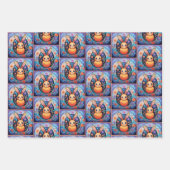 3 Schattigee paashaas cadeau Inpakpapier Vel (Voorkant)