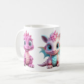 3 Schattigee Pink Dragon Mok voor kinderen (Voorkant links)