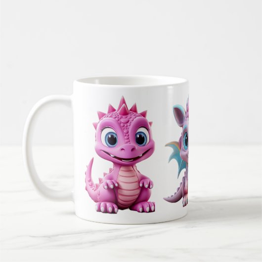 3 Schattigee Pink Dragon Mok voor kinderen (Links)