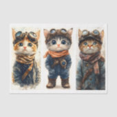 3 Schattigee Steampunk Cats Kittens Set DE4 Decoup Tissuepapier (Voorkant)