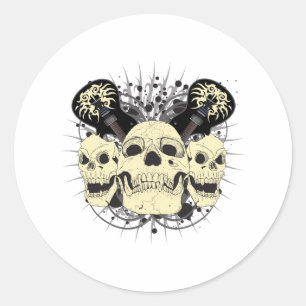 3 schedel gitaren ronde sticker