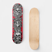 3 schedelvlakken met rozen Gothic Punk Kunsttekeni Persoonlijk Skateboard (Voorkant)