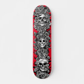 3 schedelvlakken met rozen Gothic Punk Kunsttekeni Persoonlijk Skateboard (Voorkant)