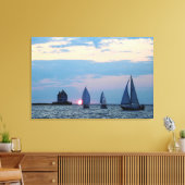 3 schepen bij zonsondergang verpakt Canvas Print (Insitu (Woonkamer))