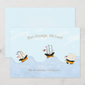 3 Schepen Zeilen op het Rolling Zee Gepersonalisee Notitiekaartje (Voorkant / Achterkant)