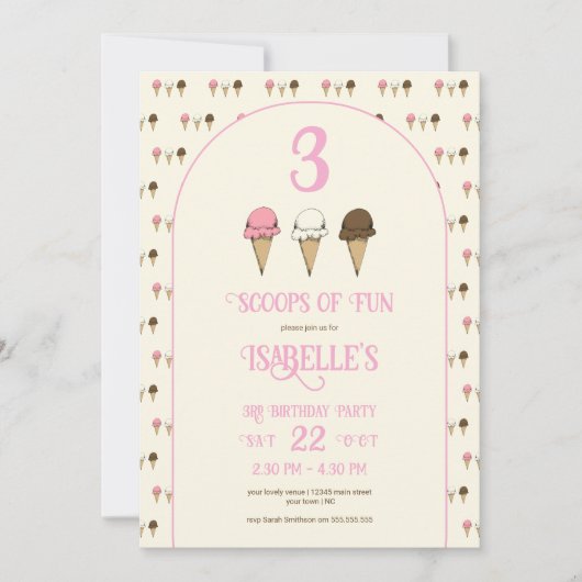 3 Scheppen Plezier 3e Verjaardag Ijsfeestje Kaart (Voorkant)