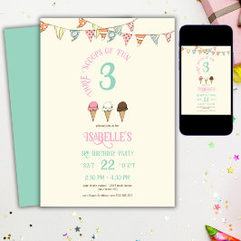 3 Scheppen Plezier 3e Verjaardags Ijsfeestje Kaart