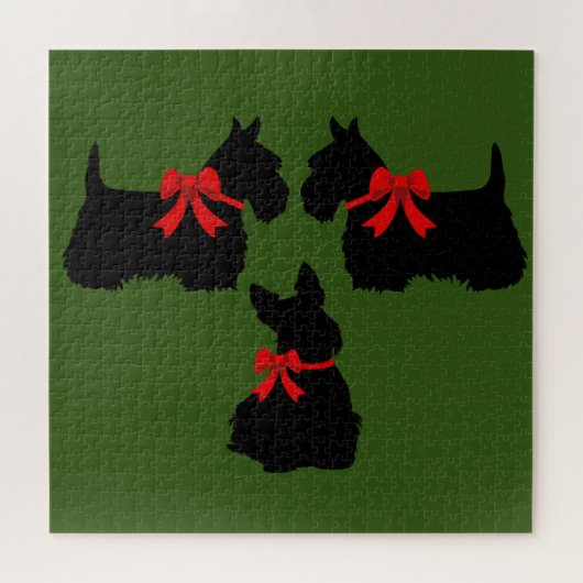 3 Schotse Terriër zwart silhouet / 676 stuk Legpuzzel (Horizontaal)