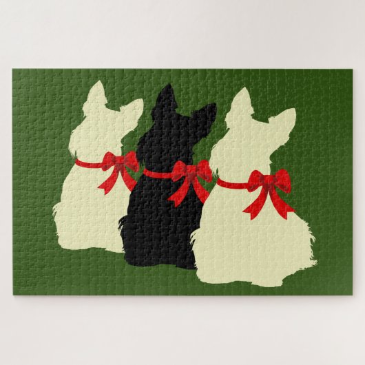 3 Schotse Terrier zwarte silhouet /1014 stuk Legpuzzel (Horizontaal)