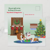 3 Schuifjes, cadeautjes, groen, kerstmis Feestdagenkaart (Voorkant / Achterkant)