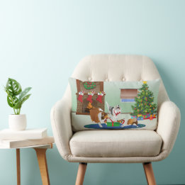 3 Schuiven met een cadeautje, groen, kerstfeestdag Kussen