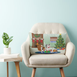 3 Schuiven met een cadeautje, groen, kerstfeestdag Kussen