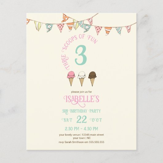 3 Scoops of Fun 3rd Birthday Ice Cream Party (Voorkant)