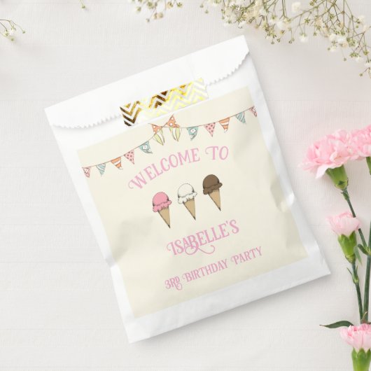 3 Scoops of Fun 3rd Birthday Ice Cream Party Bedankzakje (Gezegeld)
