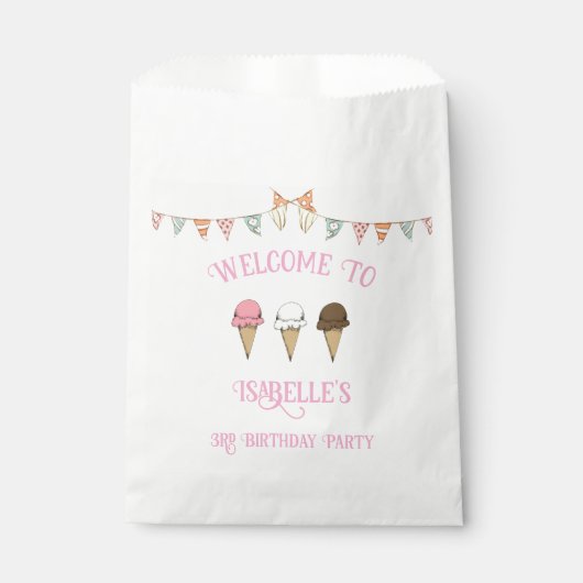 3 Scoops of Fun 3rd Birthday Ice Cream Party Bedankzakje (Voorkant)