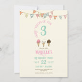 3 Scoops of Fun 3rd Birthday Ice Cream Party Kaart (Voorkant)