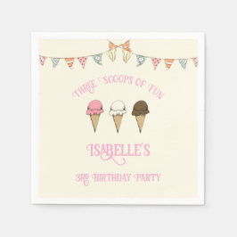 3 Scoops of Fun 3rd Birthday Ice Cream Party Servet