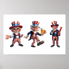 3 senioren verkleed als Uncle Sam Poster