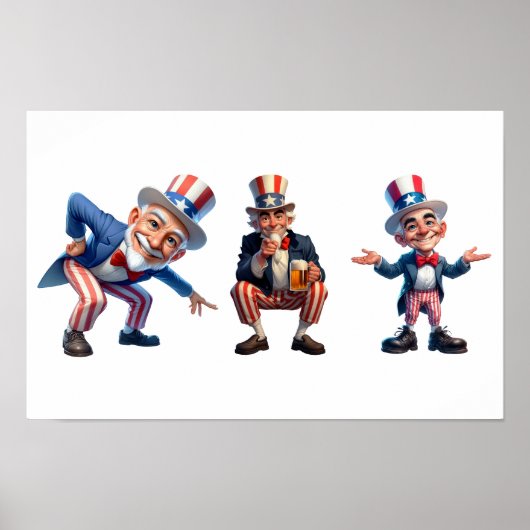 3 senioren verkleed als Uncle Sam Poster (Voorkant)
