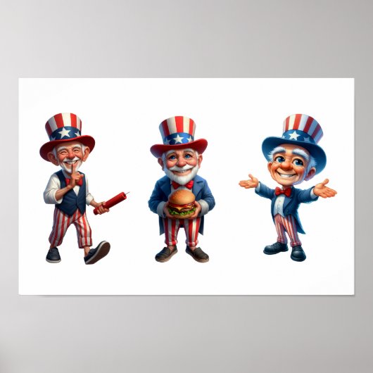 3 senioren verkleed als Uncle Sam Poster (Voorkant)