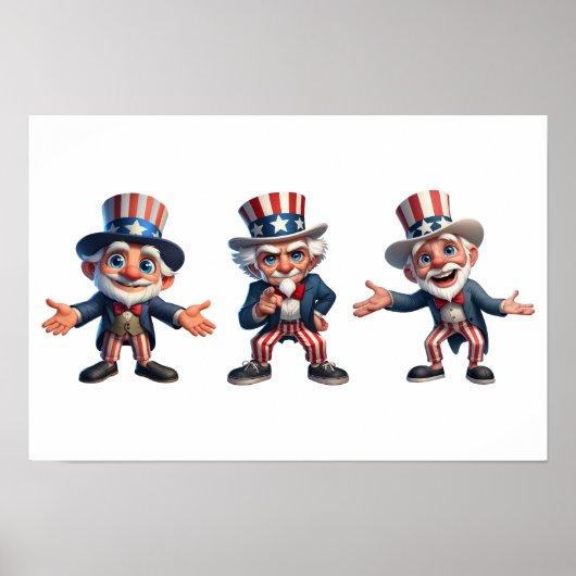 3 senioren verkleed als Uncle Sam Poster (Voorkant)