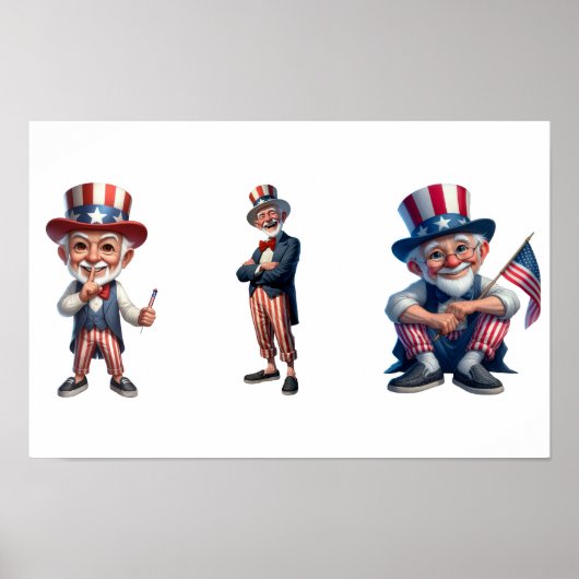 3 senioren verkleed als Uncle Sam Poster (Voorkant)