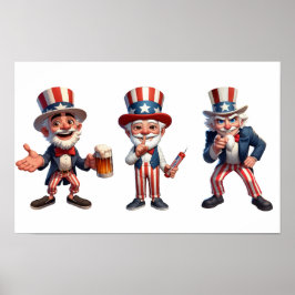 3 senioren verkleed als Uncle Sam Poster