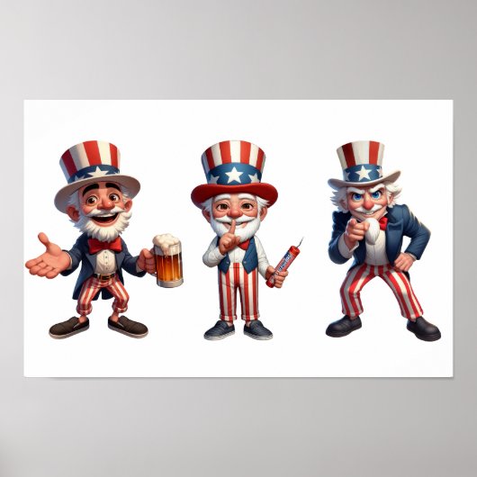 3 senioren verkleed als Uncle Sam Poster (Voorkant)