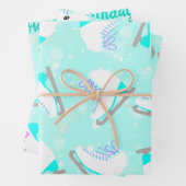 3-SET, aangepast IJskatroon blauw cadeau Inpakpapier Vel (In situ)