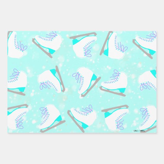 3-SET, aangepast IJskatroon blauw cadeau Inpakpapier Vel (Voorkant)
