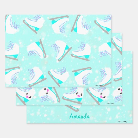 3-SET, aangepast IJskatroon blauw cadeau Inpakpapier Vel (Set)