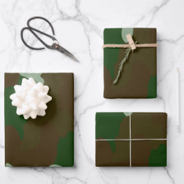 3-set Camo Green en BrownWrapping Paper