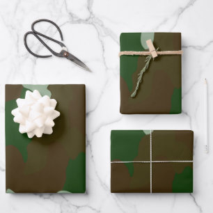 3-set Camo Green en BrownWrapping Paper