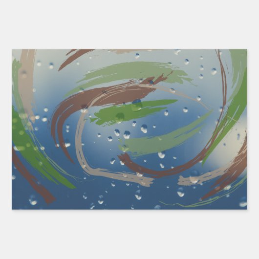 3-set Earth-Tone Brushstroke Wrapping Paper (Voorkant 3)