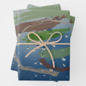 3-set Earth-Tone Brushstroke Wrapping Paper (In situ)