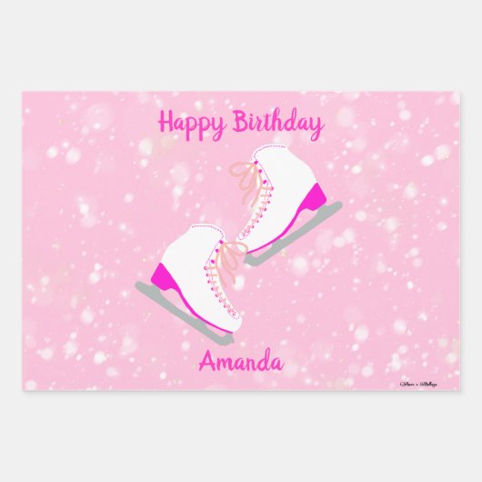 3-SET persoonlijke ijskaarpatronen roze cadeau Inpakpapier Vel (Voorkant 3)